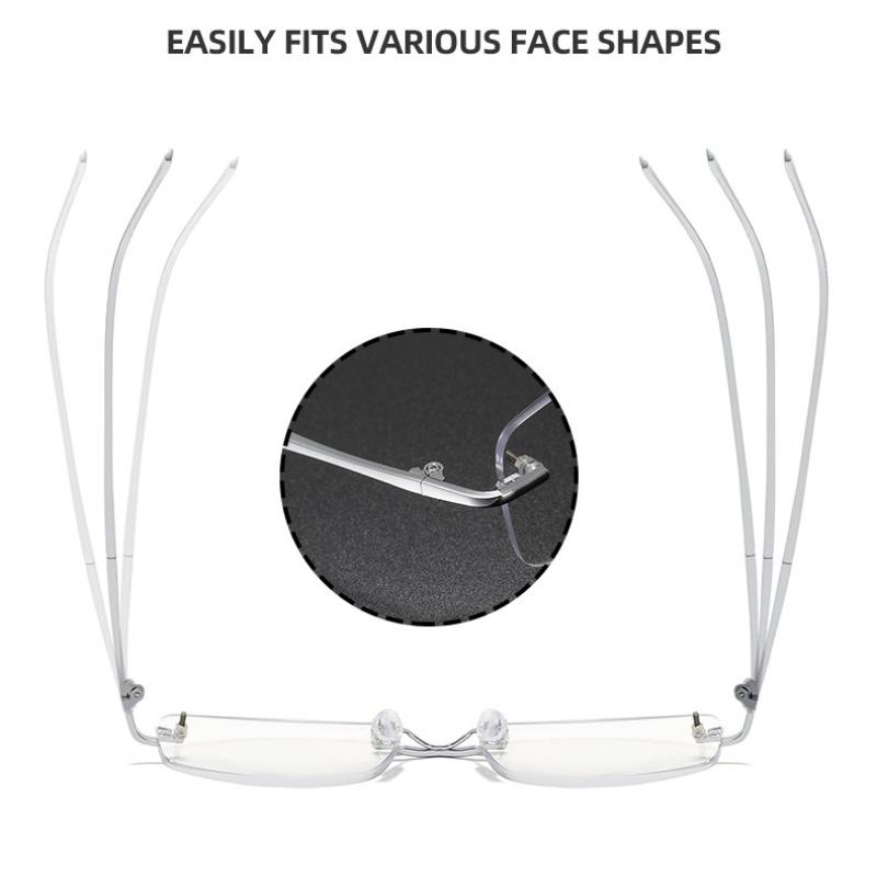 Luxury Designer Metal Frameless Reading Glasses Women Fashion Ultra-Lightweight Versatile Blue Light Blocking Presbyopia Glasses