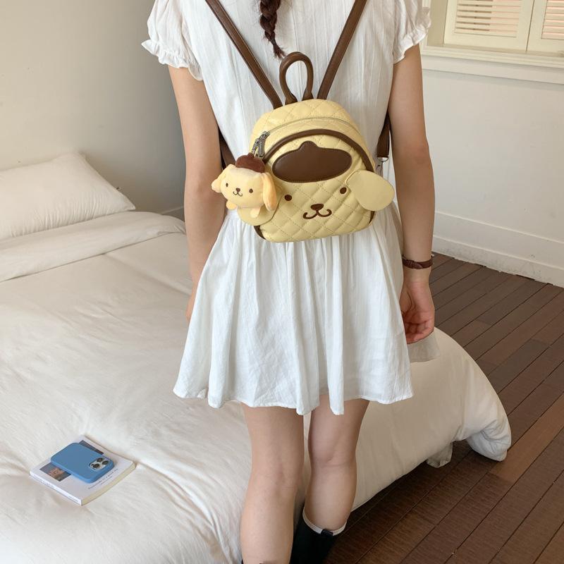 Schoolbag1011 Korean cute cartoon dog portable rhombus backpack girl heart foreign milk yellow travel commuter backpack