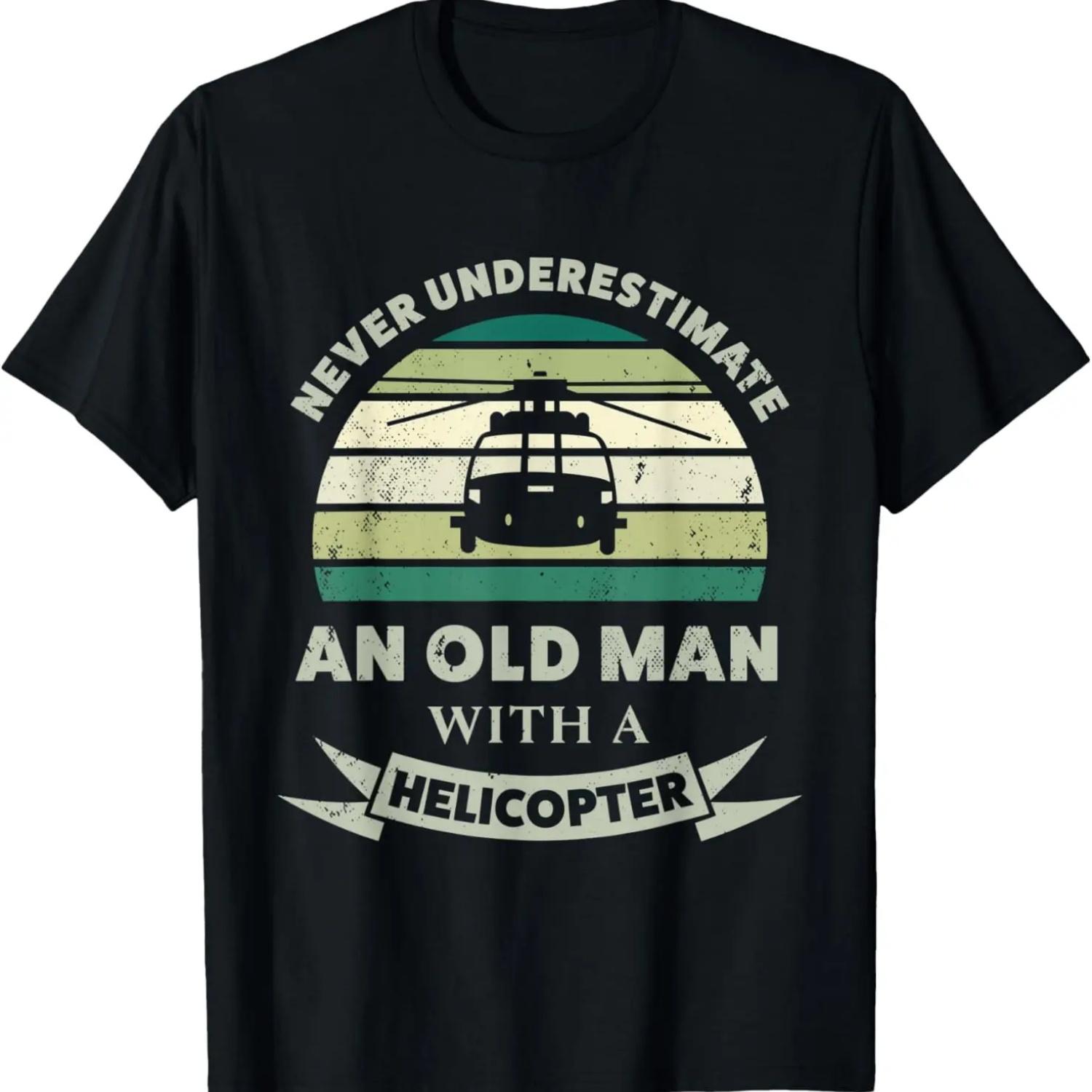 

Mens Old Man with a Helicopter Funny Dad Gift T-Shirt XXXXXL чёрный