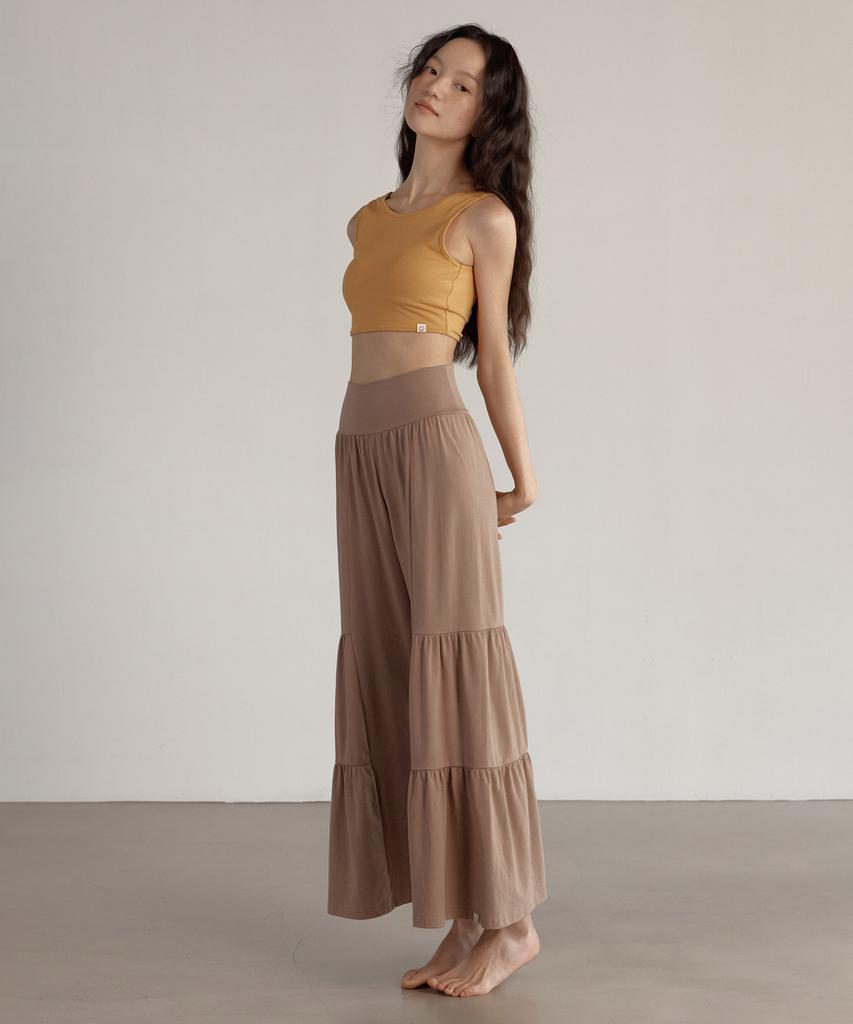 DHYANI Tiered Ruffle Pants (Walnut Eyebrow)