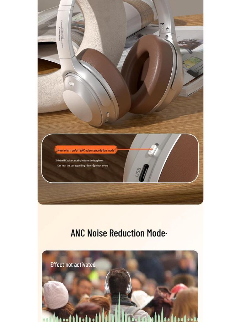 New Wireless Over-Ear Noise-Canceling Sports Headset with Heavy Bass and Extended Battery Life