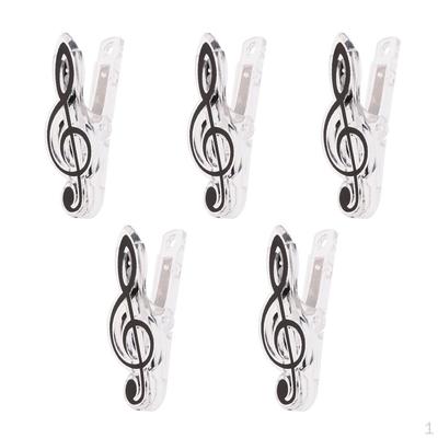 Pack of 5 Music Note Clip Clef Bookmarks for Classroom , Black