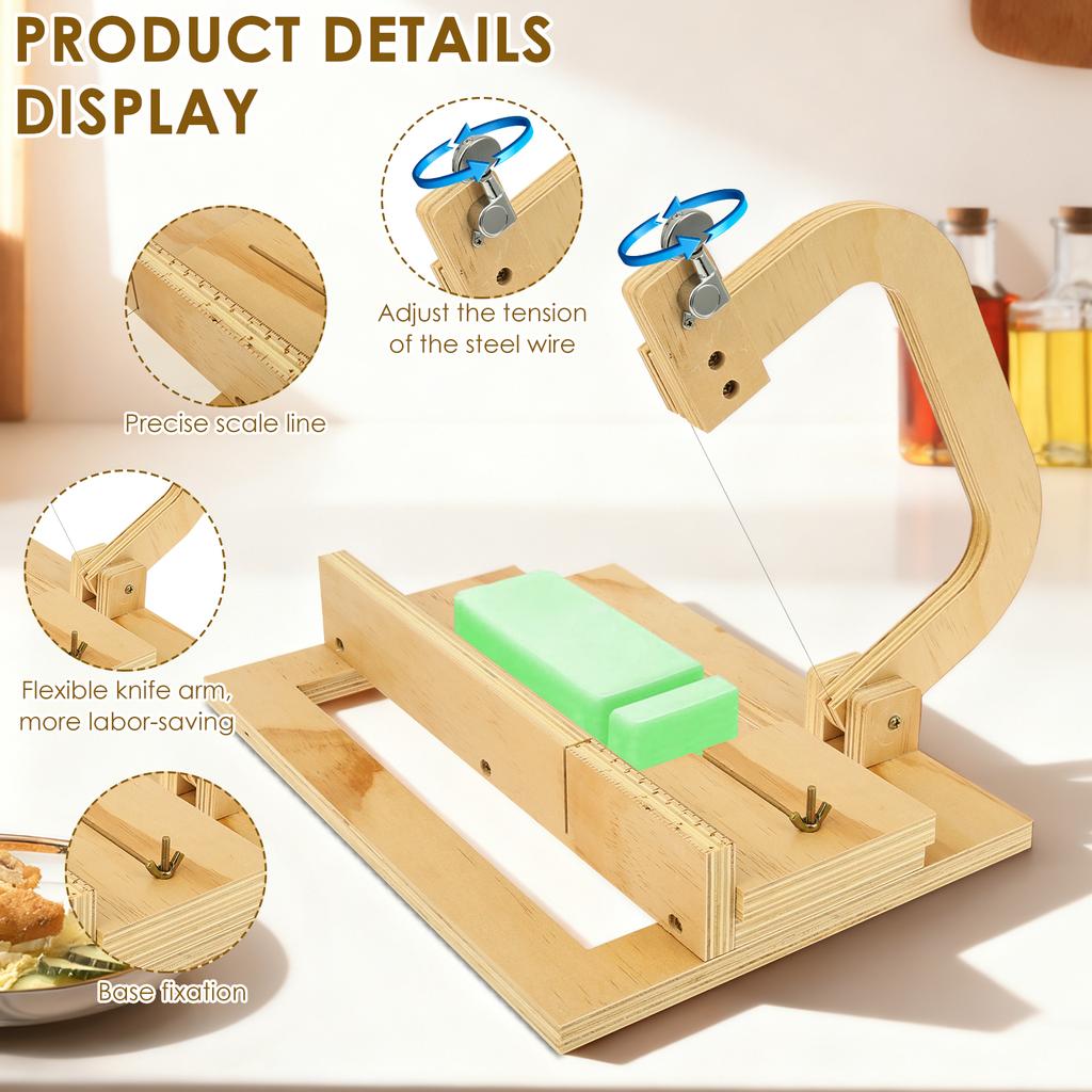 Holz Seifenschneider Verstellbarer Draht Handgemachte Seifenherstellung Hobel Mehrzweck DIY Kerzen Trimmer Käse Butter Brot Schneidewerkzeug