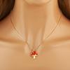 Nidin Cute Enamel Mushroom Pendant Necklace For Women Girls Colorful Zircon Dainty Chain Choker Aesthetic Trendy Jewelry Gifts