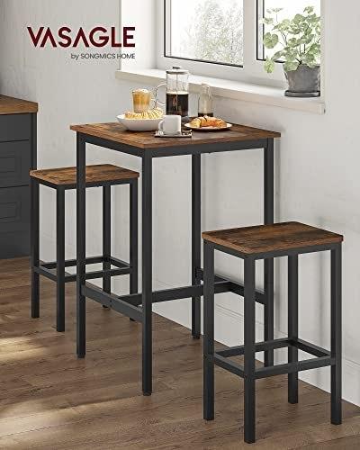 Breakfast Bar, Tall Square Bar Table, Durable Steel Frame, 60 X 60 X 90 Cm, Easy Assembly, For Kitchen Living Room, Dining Room