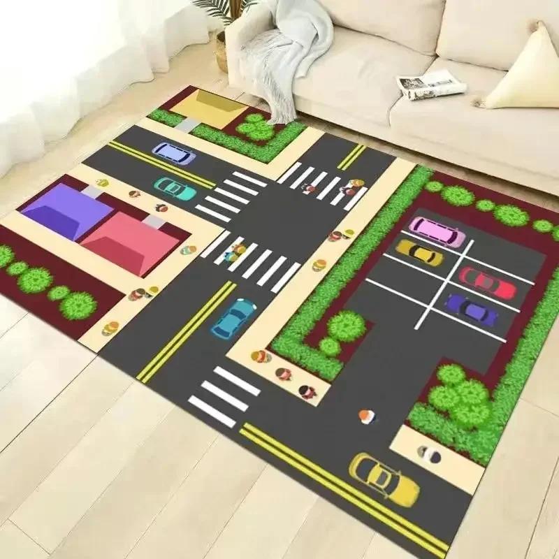 Cartoon Kindergarten Carpets Educational Game Rugs Children's Room Transportation Bedroom Living Room Carpet Home Decoration Mat