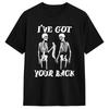Ich stehe hinter dir Halloween Skelett Schädel T-Shirt Herren 100% Baumwolle Lustige T-Shirts Rundhals T-Shirts Kurzarm Kleidung Einzigartig