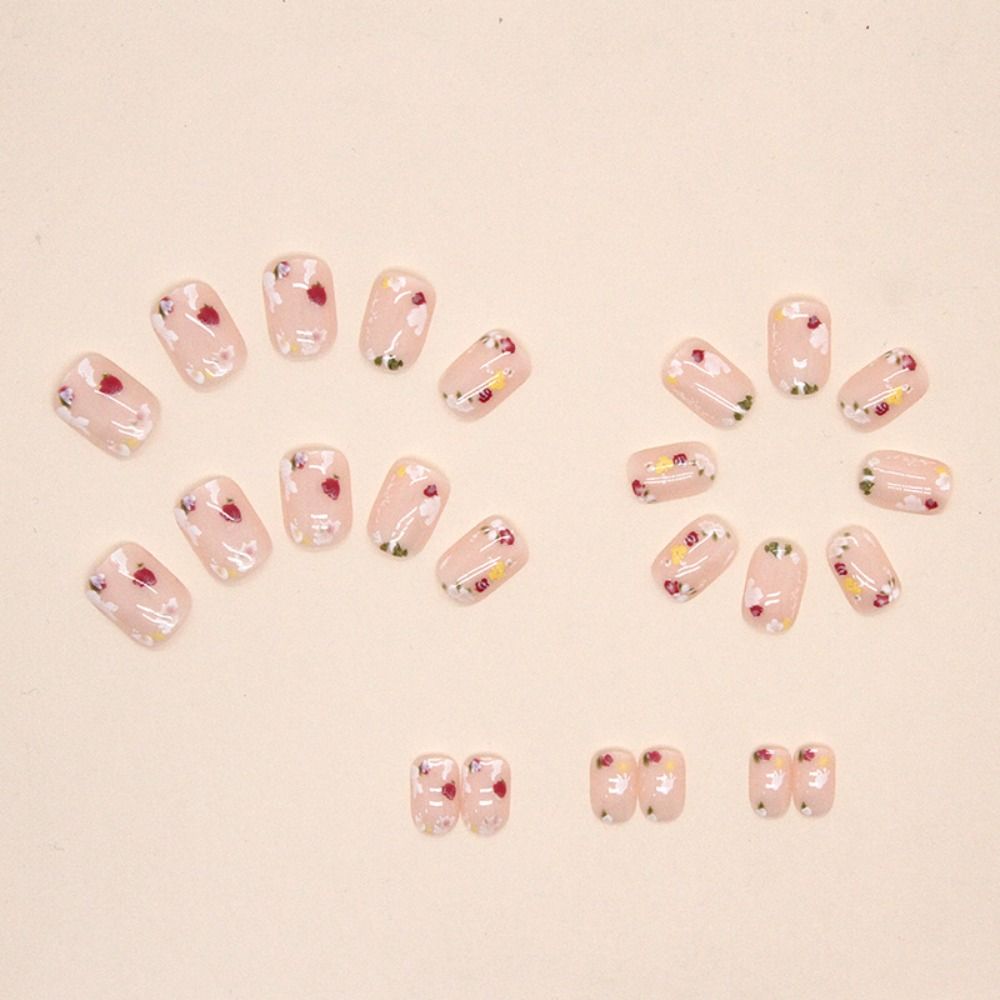 24pcs Detachable Fake Nials Press on Nails DIY False Nails Short Square Simple French