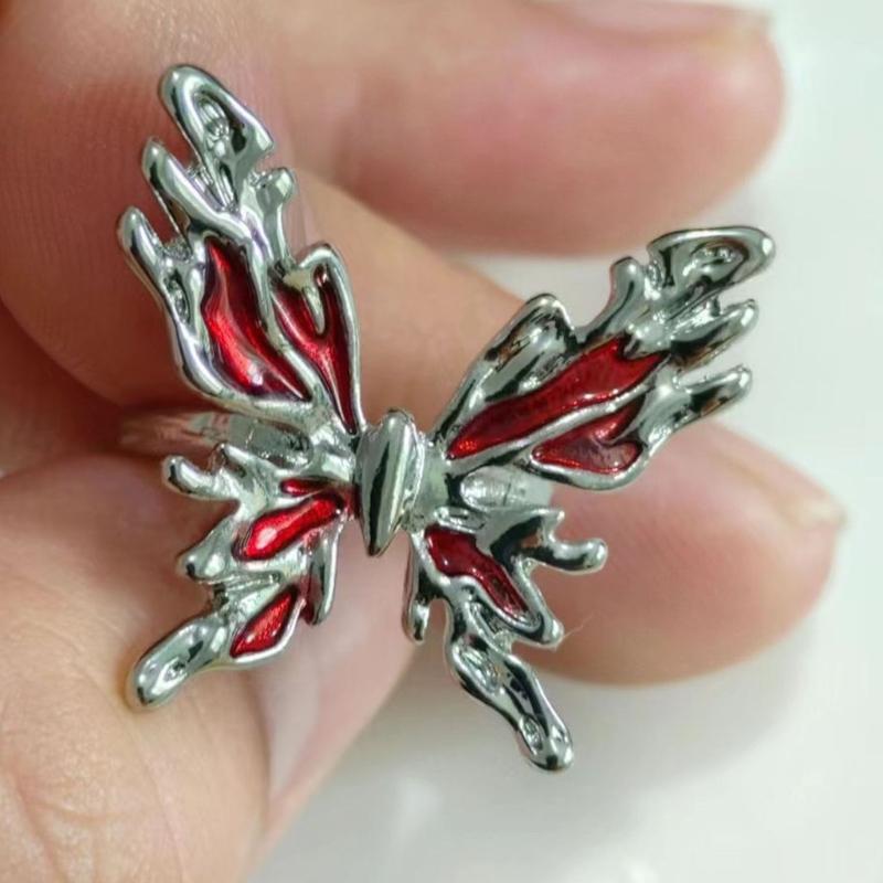 2Pcs Metal  Butterfly Rings Adjustable Finger Rings Fashion Open Rings Jewelry Knuckles Rings for Women Girls