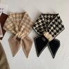 Korean Style High end White collar Houndstooth Scarf for Women in Autumn and Winter Imitation Cashmere Small Neck Scarf  Versatile  Warm and Versatile