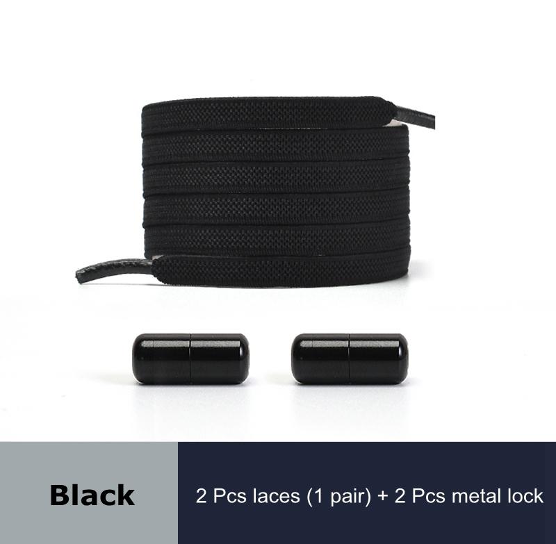 1 Pair No Tie Shoelaces for Sneakers Elastic Flat Shoe Laces Metal Lock Without Ties Quick Tieless Shoelace for Shoes Kids Adult