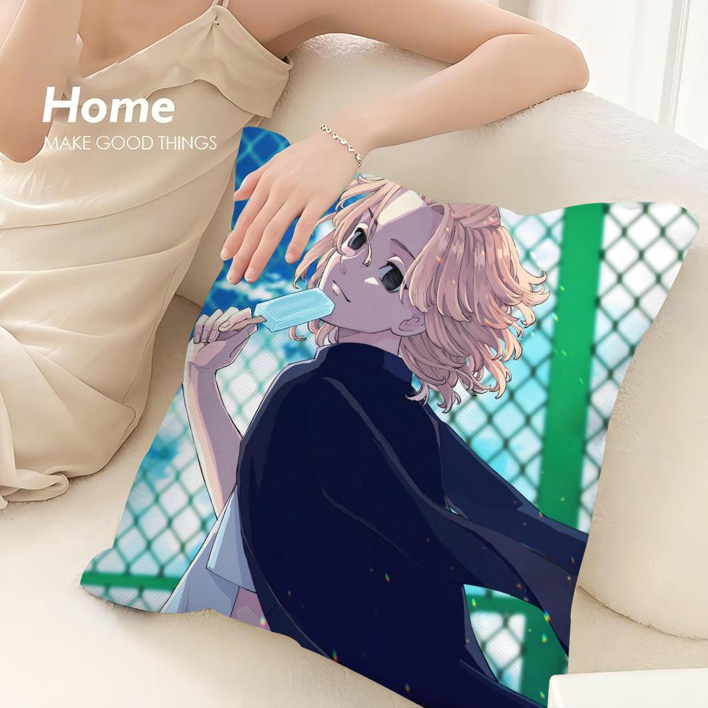 Anime T-Tokyo Revenger Pillow Case Sofa Decorative Home Double-Sided Print Plush Square Throw Pillow Covers Cushion Decor Cover