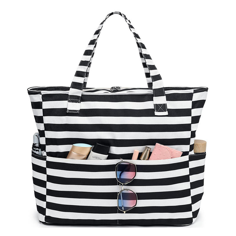 1PC Beach Tote Bag Lightweight Foldable Multi-Pocket Design With Zipper Bag Perfect For Pool Travel Gym And Outdoor Adventures Handbag