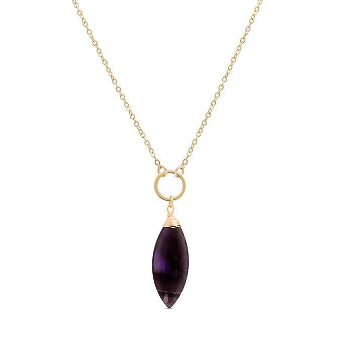 Collier - LUXENTER - Ayom - Plaqué Or Jaune 18 Carats - Améthyste - Violet