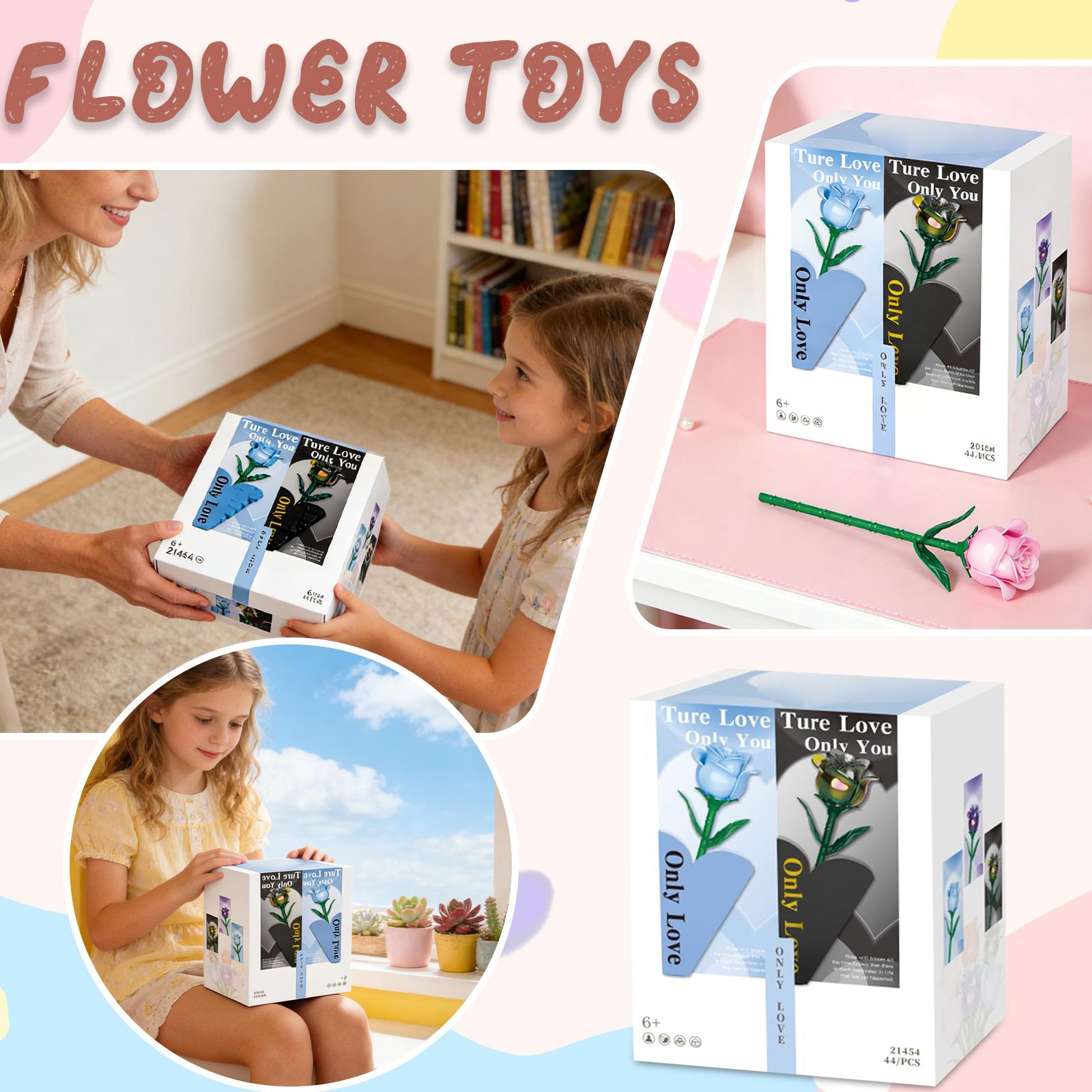 

6 Types Of Rose Flower Building Block Bouquets, Assembly Puzzle Toys, Gift For Birthdays. One Size белый