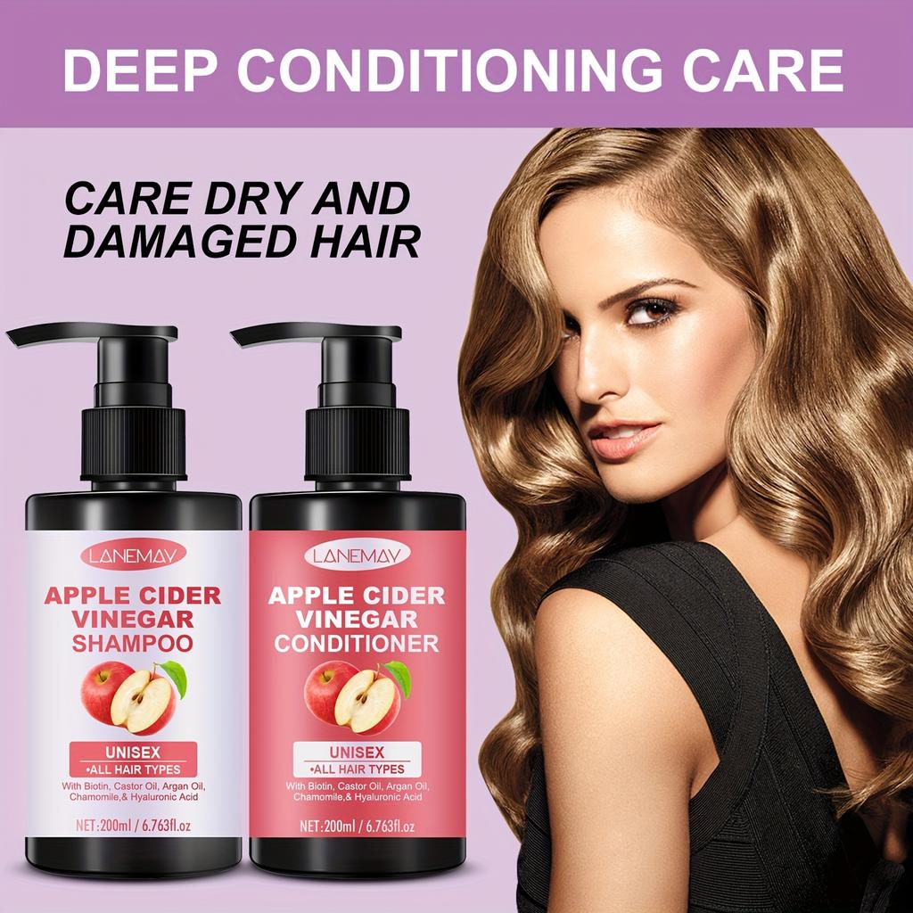 Apple Cider Vinegar Shampoo & Conditioner Set | Controls Oil, Strengthens Roots, Improves Texture & Shine for Men & Women