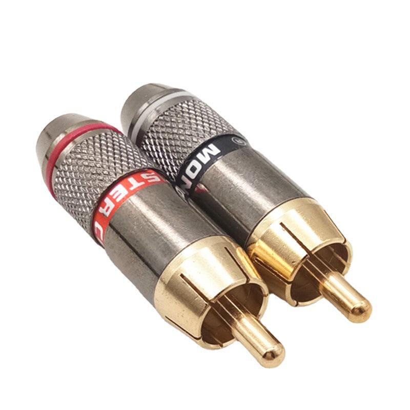 Gold-Plated Copper RCA Audio Plug, Self-Locking, 6.0mm