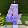 1pc Purple Mermaid Tail Glitter 0-9 Number Candle Decoration Anniversaire Birthday Party Candle Cake Decoration Toos for Girls