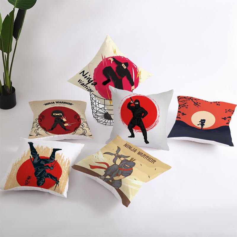 Japanese Ninja Character Digital Single-sided Printing Sofa Pillow Cushion Cover Home
