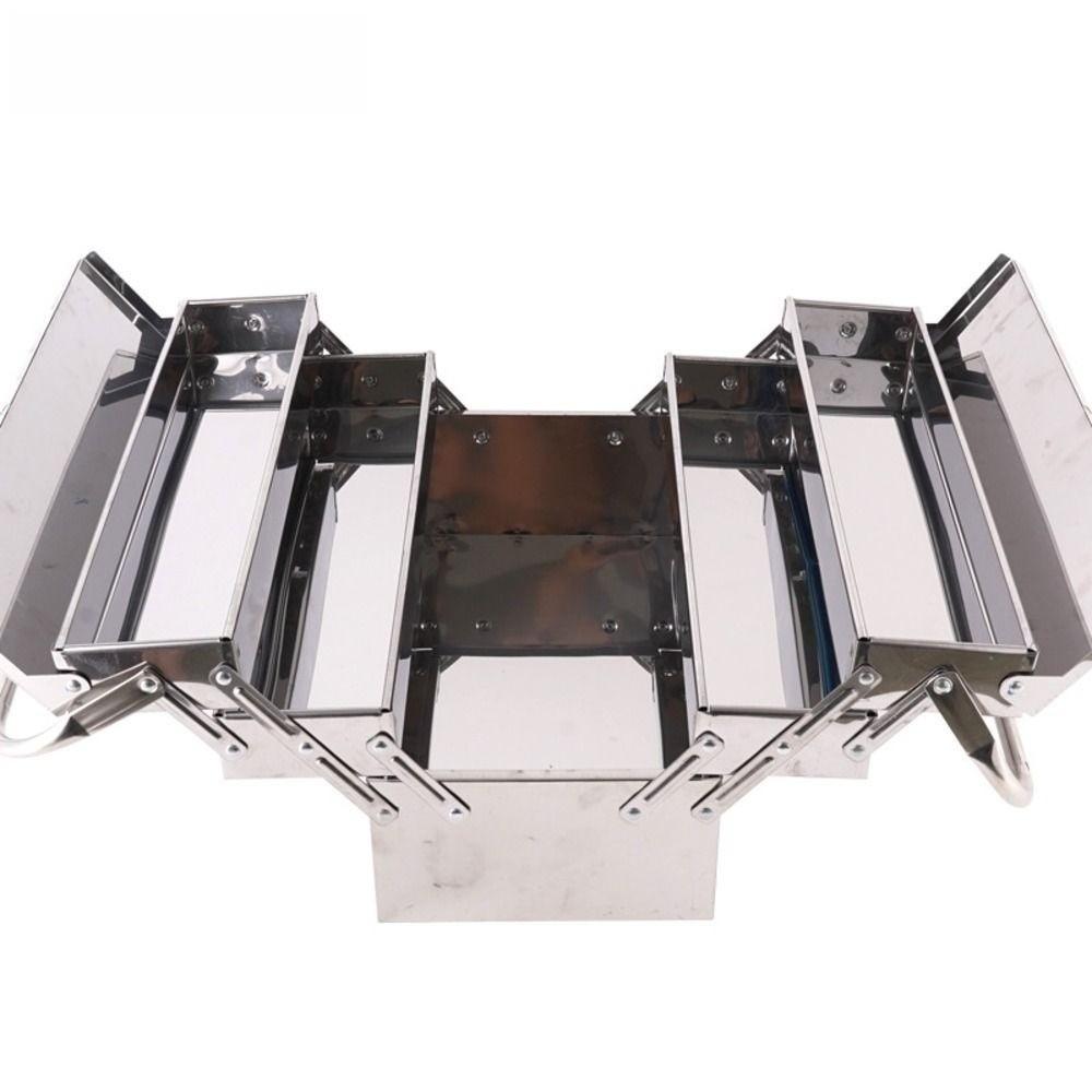 3 Layer 5 Tray Metal Tool Storage Box Stainless Steel Folding Tool Organizer Auto Maintenance
