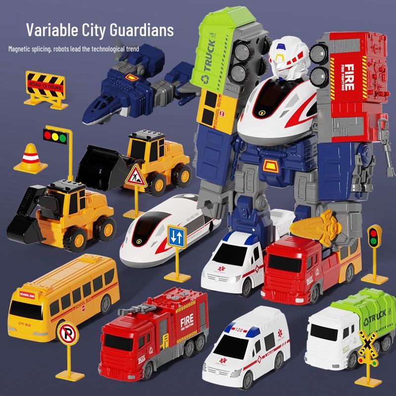 Kids' Magnetic Engineering Vehicle Transformer Set - Educational Parent-Child Toy