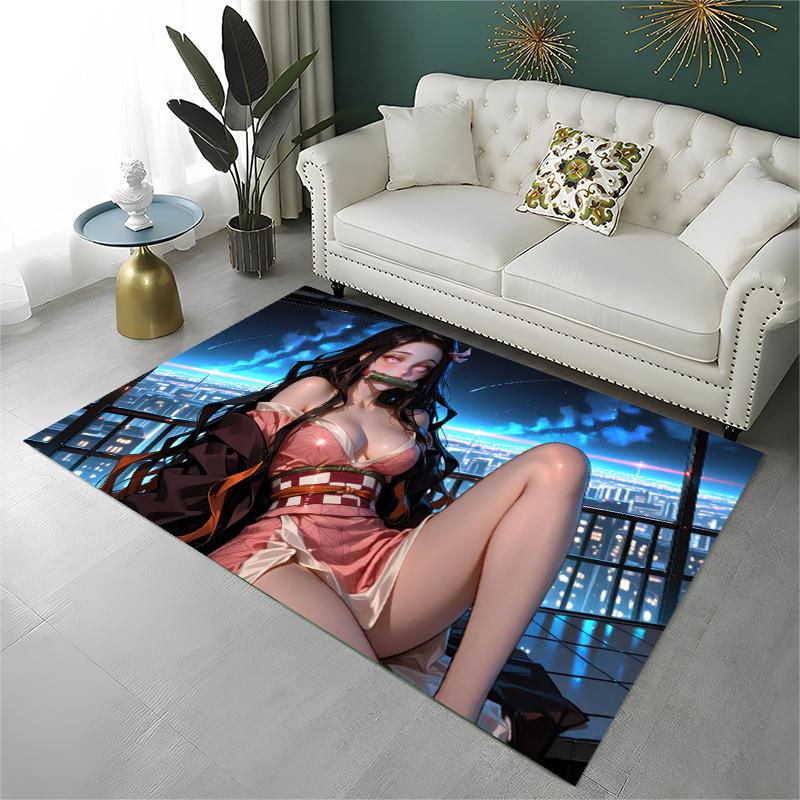 Cartoon Demon Slayer Anime Kamado Nezuko Tanjirou Carpet Rug for Playroom Bedroom Living Room Sofa Home,kid Non-slip Floor Mat
