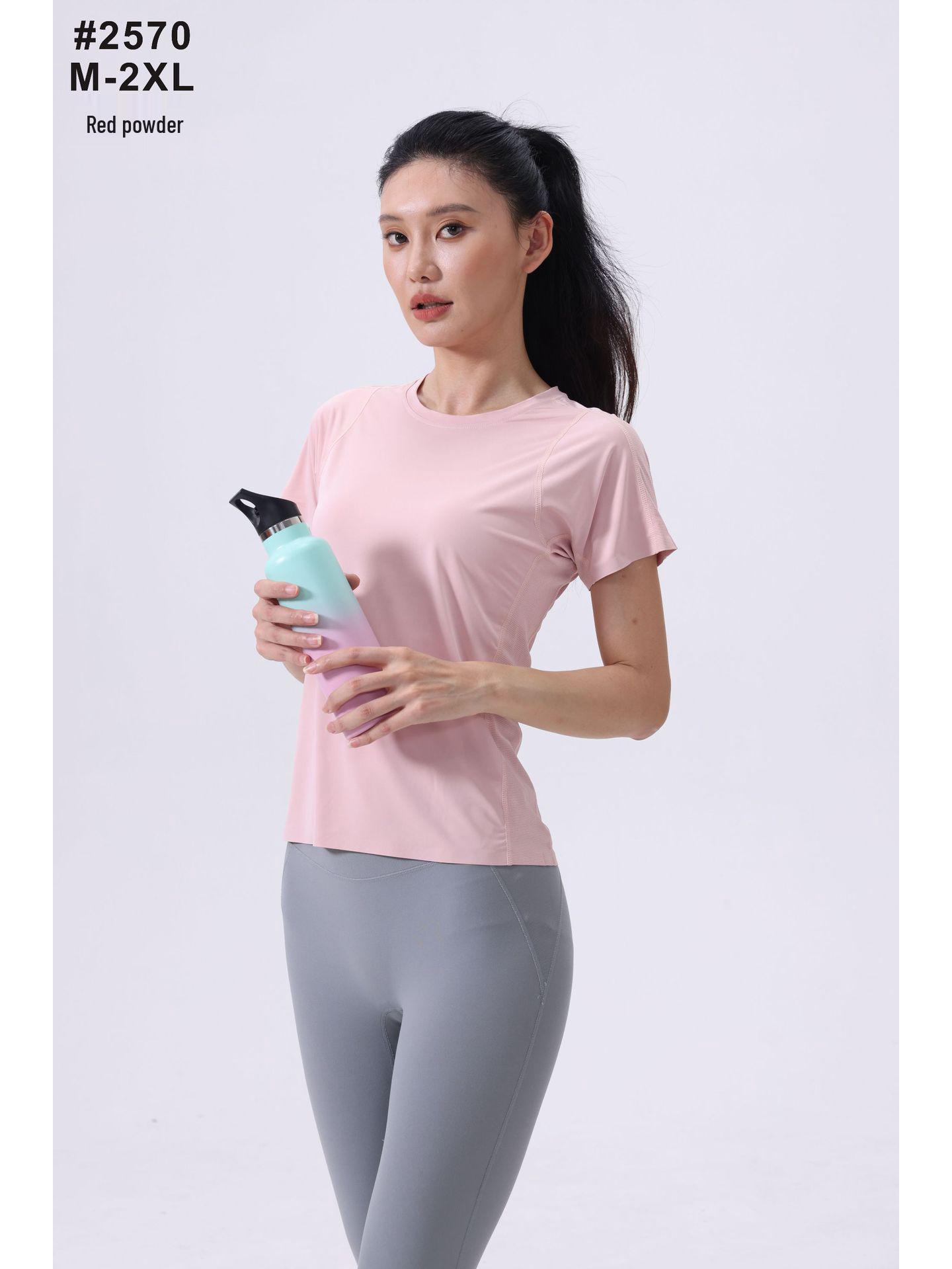

Women s Quick-Dry Round Neck Yoga T-Shirt - Short Sleeve, Loose Fit, Cooling, Seamless Fitness Wear XL рожевий/червоний