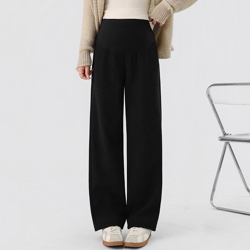 

Plus Size Maternity Wide Leg Pants - Spring/Autumn, Belly Support, Thick Straight Leg, Casual Fit, Non-Tightening Large (110-135 lbs)