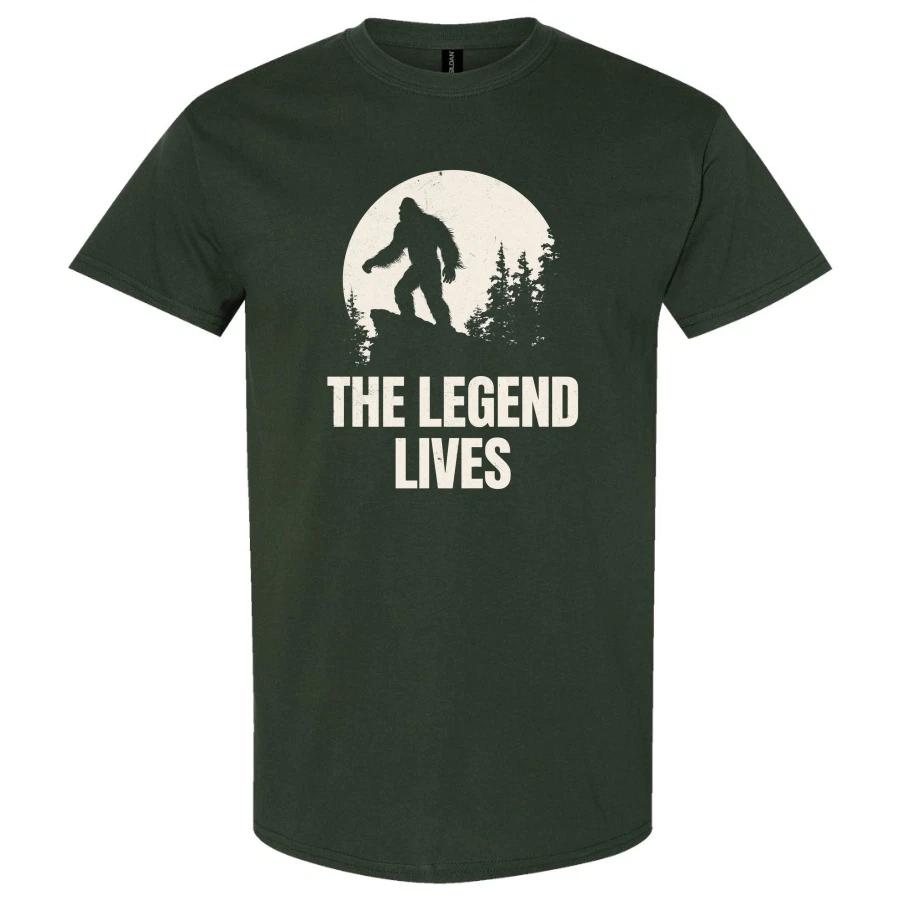 The Legend Lives Bigfoot T Shirt Vintage Sasquatch Moon Forest Graphic Tee XXL