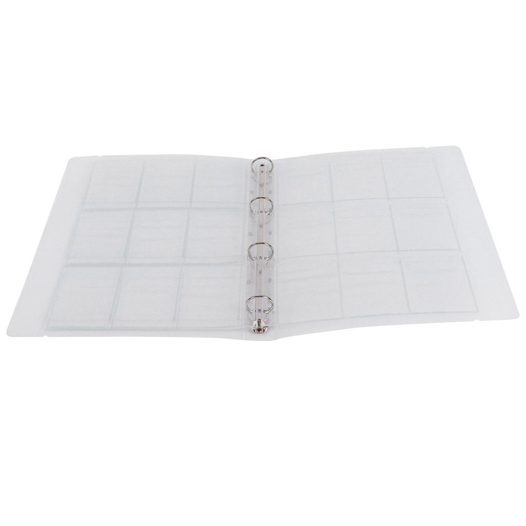 Transparent Binder Photo Organizer Badge Storage Book Perforated Ring Collection Folder 6 Pages(Shell 9 Hole Inner Page