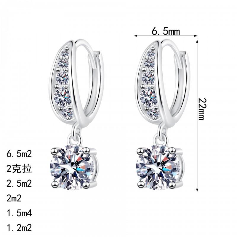 Sterling Moissanite Stud Earrings Women 2ct Total Geometric Letter Design Celestial Theme Elegant Party Jewelry