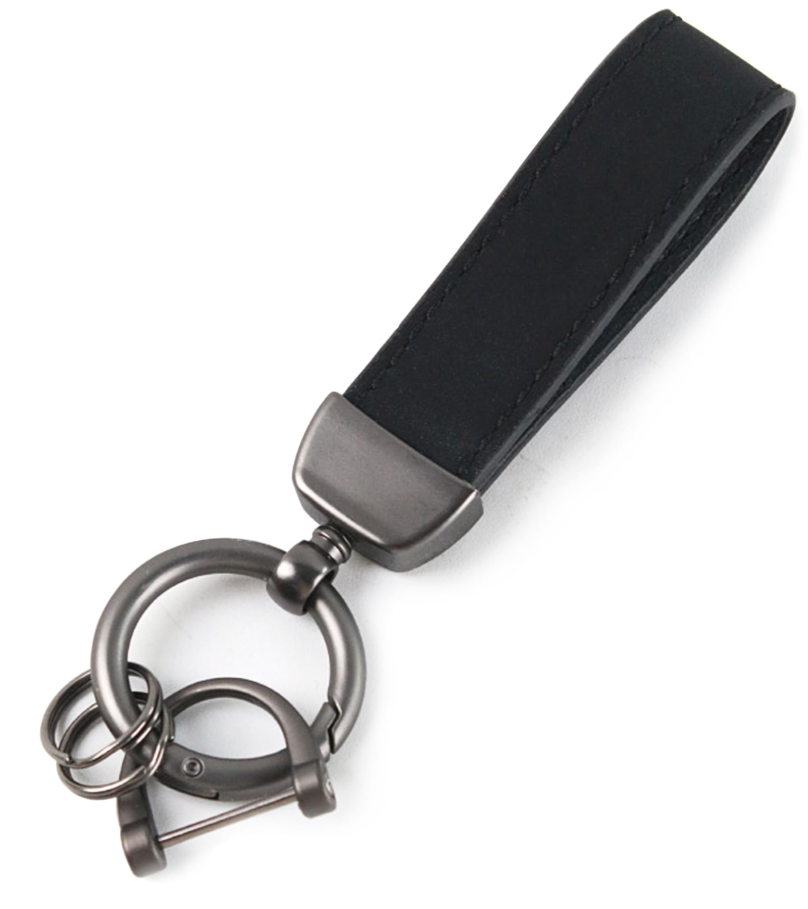 

CigaMaTe Genuine Leather Car Key Ring, Key Chain, Double Ring, Carabiner, Carabiner, Car, Bike, чёрный