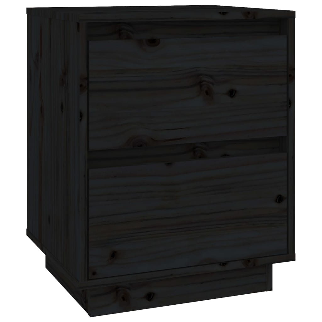 Vidaxl Szafki Nocne, 2 Szt., Czarne, 40X35X50 Cm, Lite Drewno Sosnowe