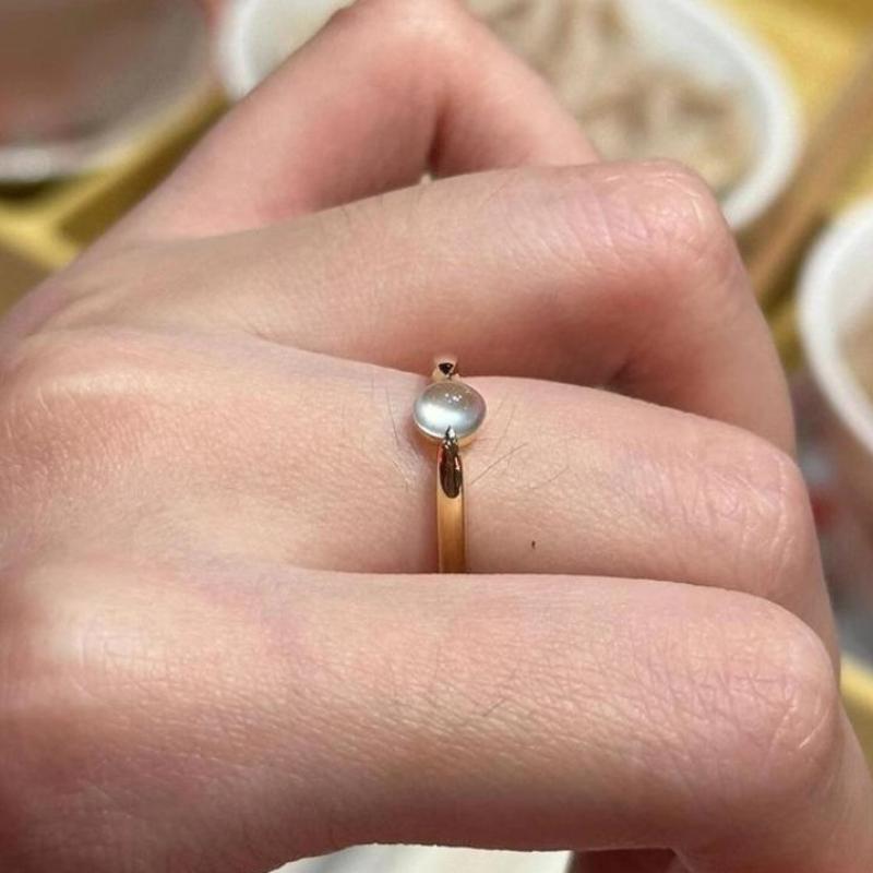 Simple and New In Charm Rings Chinese Style Natural Chalcedony Ice Transparent Glossy Small Round Beads Ring Jewelry Gifts