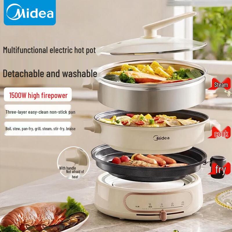 Midea 9.5L Multi-Function Electric Hot Pot & Grill Steamer