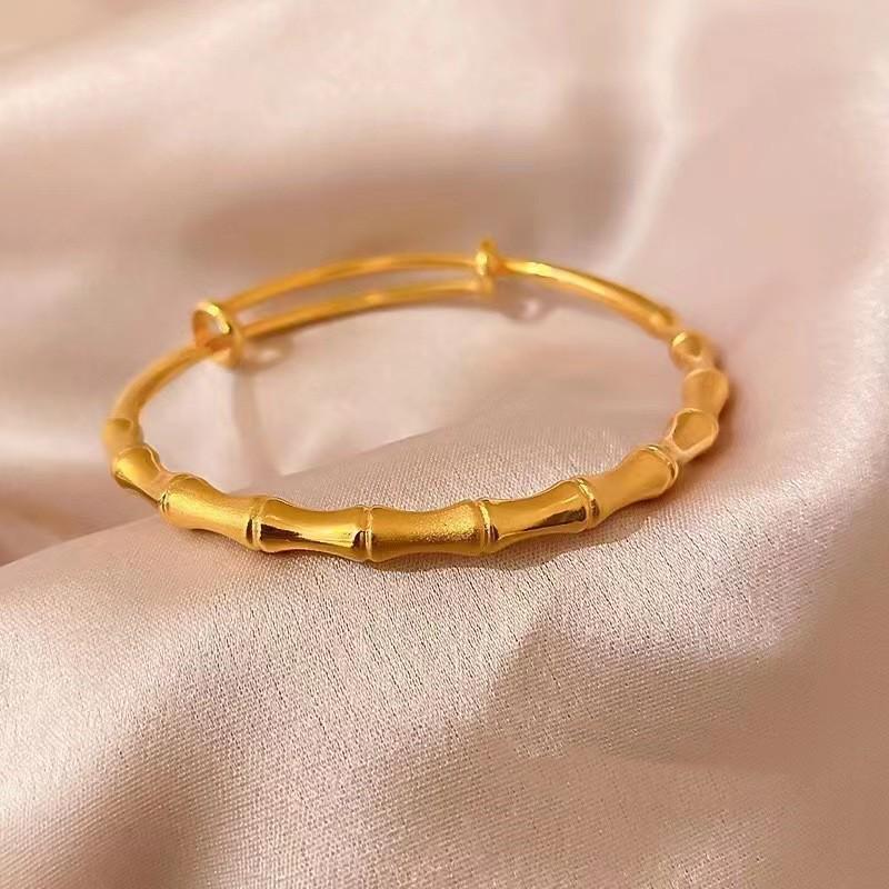 Gold-Plated Starry Dragon & Phoenix Push-Pull Women's Bangle - Non-Fading, High-End Jewelry