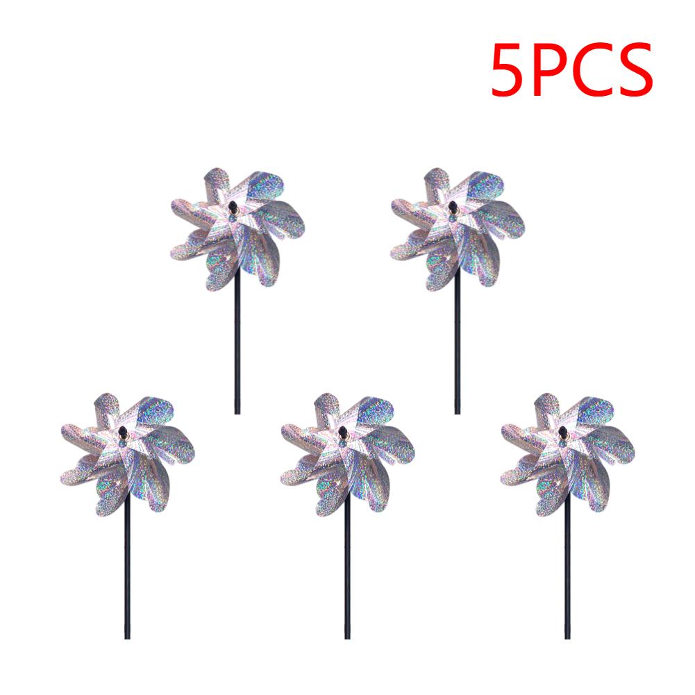 1-5pcs Bird Repeller Pinwheels Reflective Sparkly Scarecrow Pinwheel Windmill Spinner for Garden Lawn Yard Decor Keep Birds Away
