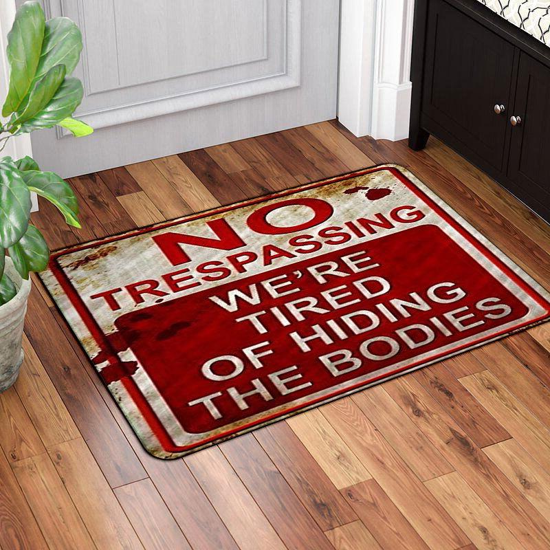

Vintage Warning Sign Carpet Mat Area 51 Rug No Trespassing Grunge Retro Design Cattle Dog Home Decoration Floor Mats Welcome Mat 40X60CM