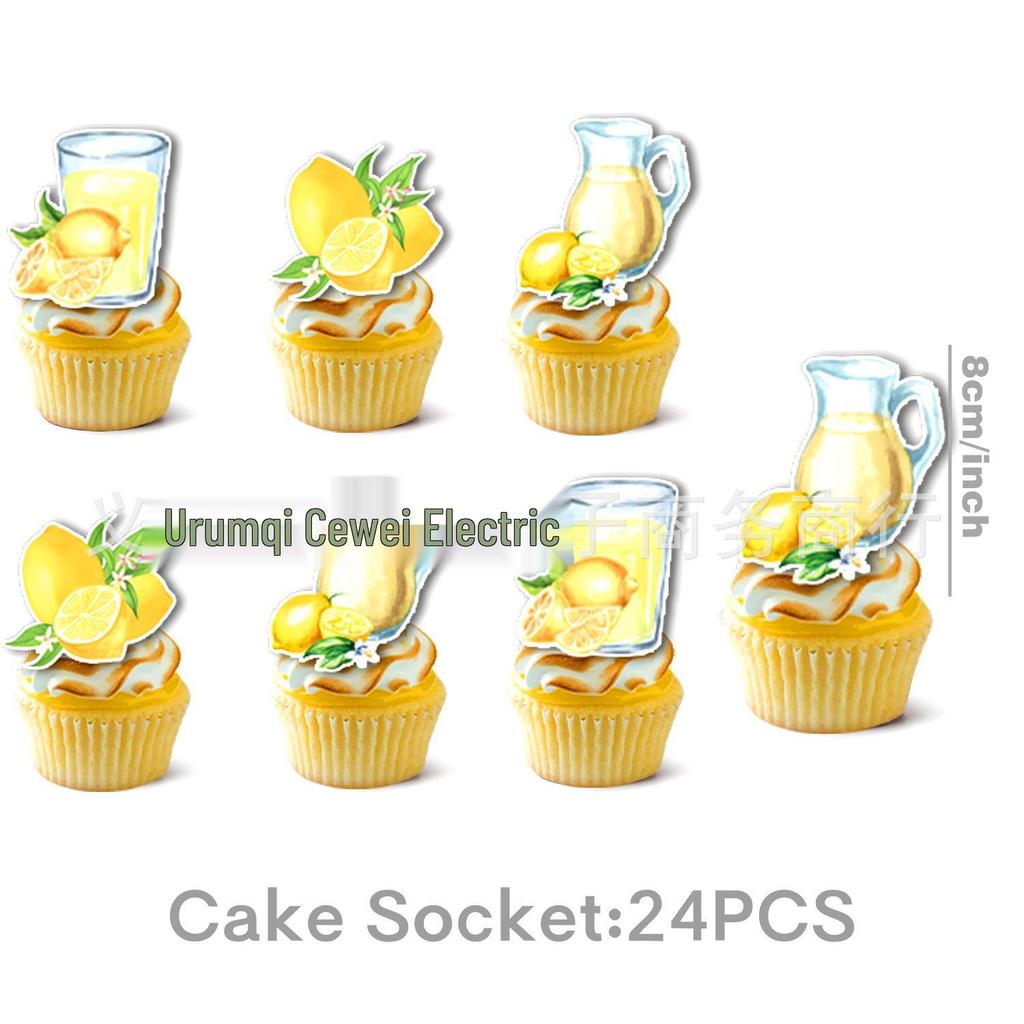 Summer Lemon Bridal Shower & Wedding Disposable Tableware Set: Tablecloth, Napkins, Plates, Decorations