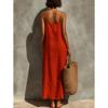 Summer New Solid Color Suspender Wide Truffle Back Sleeveless Dress