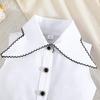 2PCS Baby Girl Sleeveless Shirt & Plaid Pleated Skirt Set, Preppy Style Casual Outf