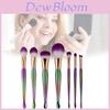 Gujhui Mermaid Makeup Brush Set 5 Pieces Nylon Brushes Long Handle Purple Hair Exquisite Design
