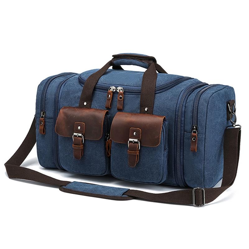 

Дорожная сумка Роскошная холщовая мужская и женская дорожная сумка для ручной клади Дорожная сумка на плечо Выходная дорожная сумка синий