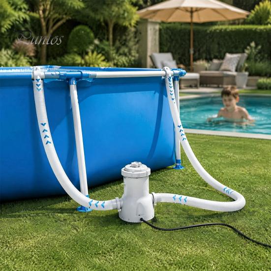 Inflatable Pool Filter Pump for Above Ground Pools, 330 GPH 16W Water Home Garden Kit, System Circulation & Filtration Maintenance Equipment