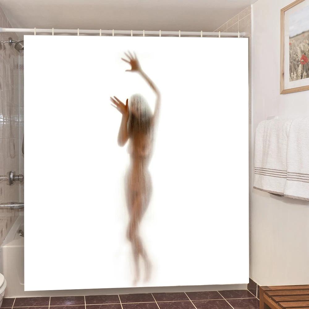 Totenkopf Duschvorhang Wasserdichtes Polyestergewebe Gothic Halloween Sexy Frau Liebesdruck Duschvorhang cortina de la ducha 90X180CM