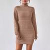 Sheath Dress Women Sexy Knitted Dress Turtleneck Mini Vestidos Knitwear Slim Autumn Winter Knitting Above Knee Office Lady