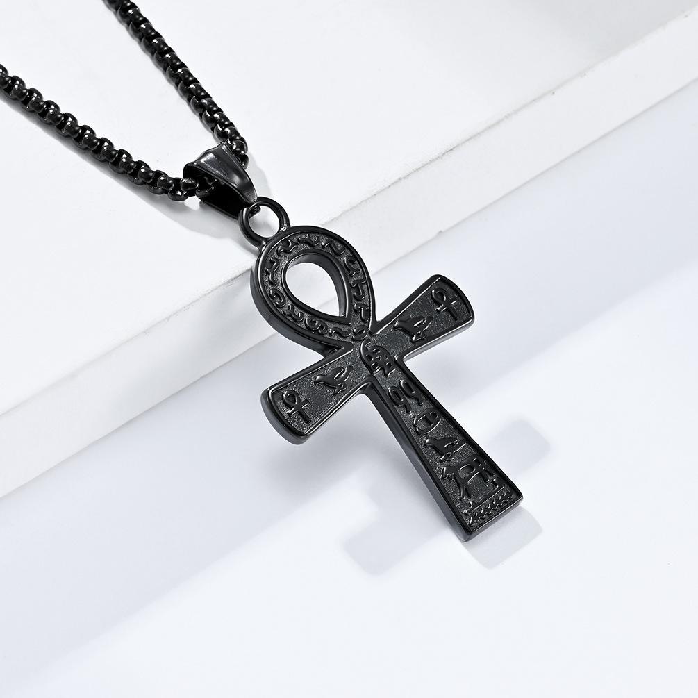 Ancient Egyptian Symbol Cross Titanium Steel Necklace Christmas Holiday Gift