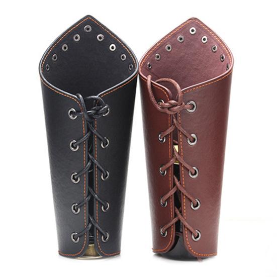 Men Halloween Arm Cuff Adjustable Rivet Decoration Personality Faux Leather Vintage Style Cosplay Medieval Cross Strings Retro Men Oversleeve for