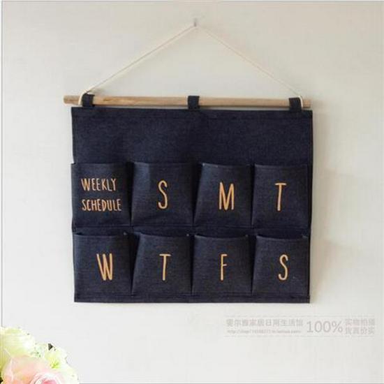 Multi-layer Fabric Hanging Storage Bag for Dormitory and Wardrobe Door, Wall-Mounted Phone Organizer