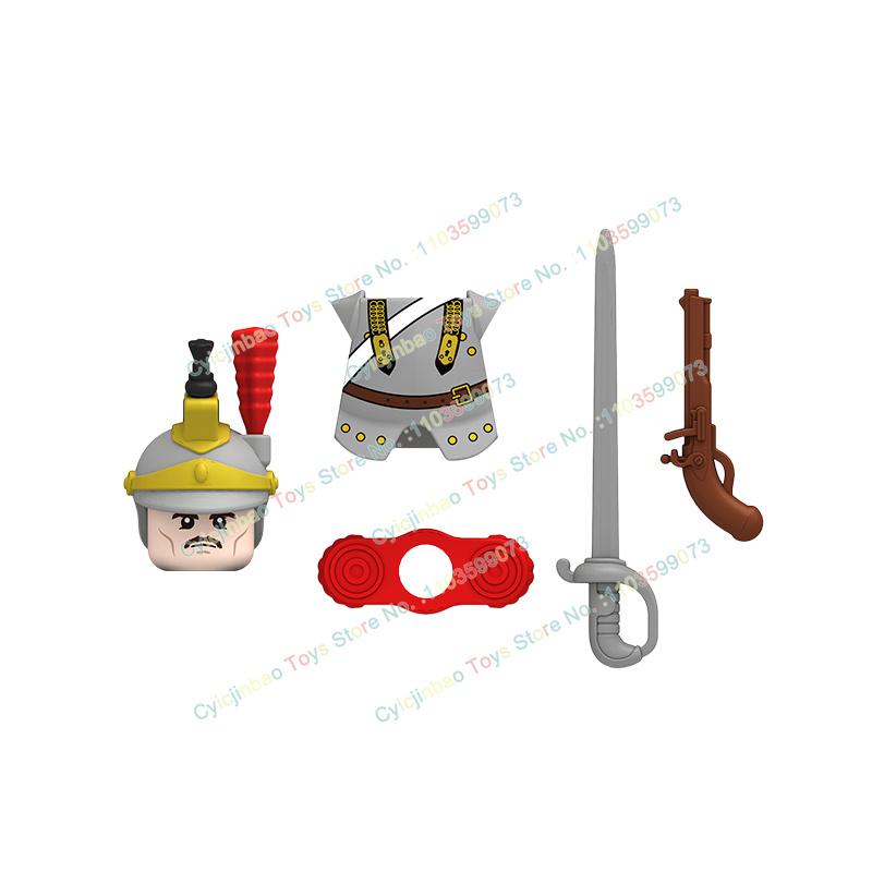 Napoleonische Kriege Britische Französische Füsiliere Dragoner Bausteine Actionfiguren Zubehör Kopf Waffe Kinderspielzeug N001-048